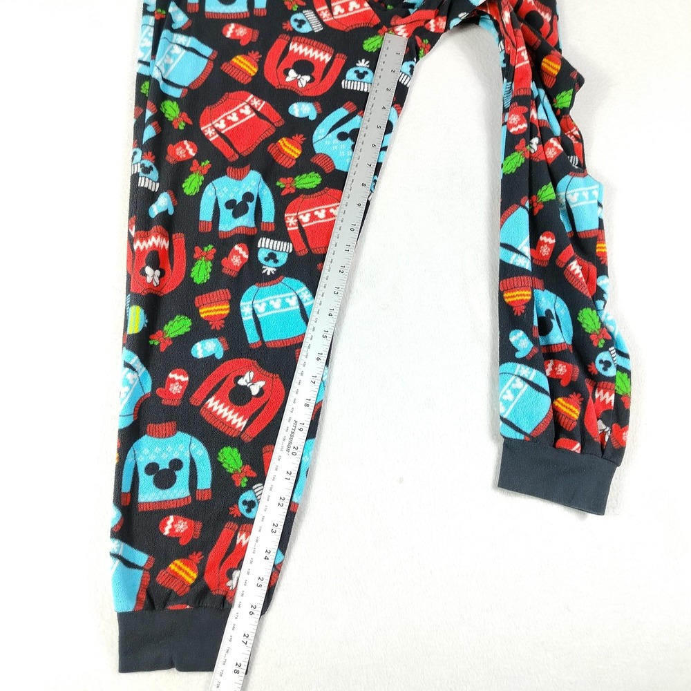 Disney Pajama Pants Youth Large 12-14 Black Fleece Mickey Mouse Christmas Jogger - Picture 5 of 7